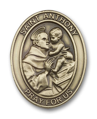 bliss oval st anthony of padua gold auto visor clip