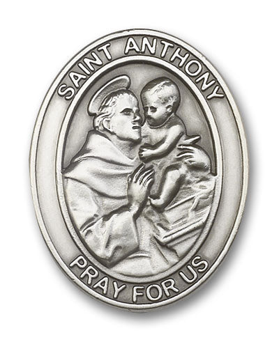 bliss oval st anthony of padua pewter auto visor clip