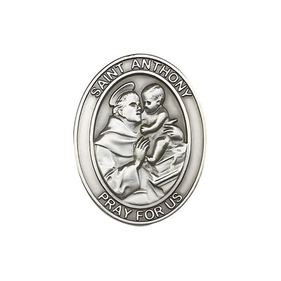 St. Anthony of Padua Auto Visor Clip in Pewter, Made in USA, Bliss Manufacturing