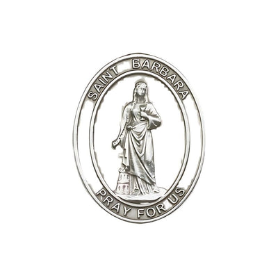 St. Barbara Auto Visor Clip in Pewter, Made in USA, Bliss Manufacturing