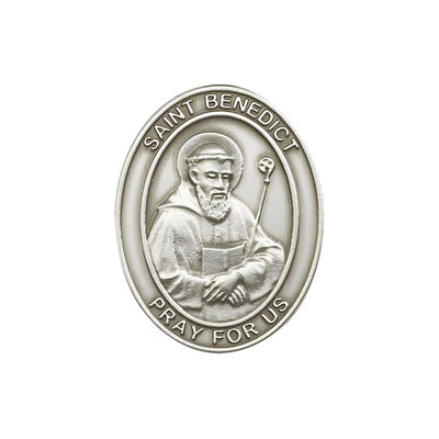 St. Benedict Auto Visor Clip in Pewter, Made in USA, Bliss Manufacturing