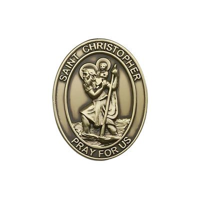 St. Christopher Auto Visor Clip in Gold Tone, Made in USA, Bliss Manufacturing