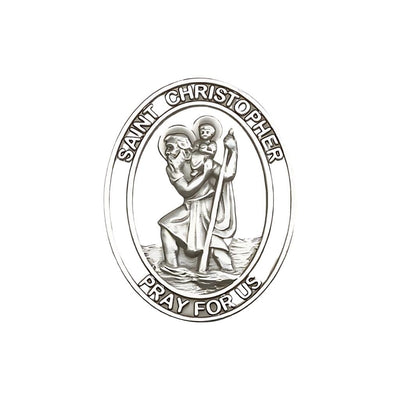 St. Christopher Auto Visor Clip in Pewter, Made in USA, Bliss Manufacturing