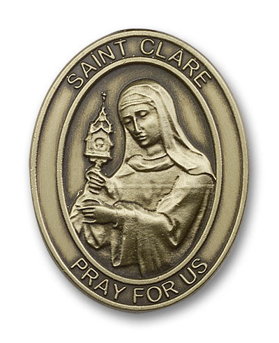 bliss oval st clare of assisi gold auto visor clip