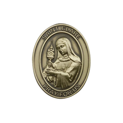 St. Clare of Assisi Auto Visor Clip in Gold Tone, Made in USA, Bliss Manufacturing