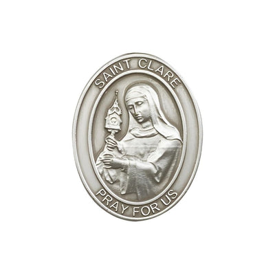 St. Clare of Assisi Auto Visor Clip in Pewter, Made in USA, Bliss Manufacturing