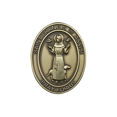 St. Francis of Assisi Auto Visor Clip in Gold Tone, Made in USA, Bliss Manufacturing