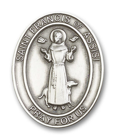 bliss oval st francis of assisi pewter auto visor clip