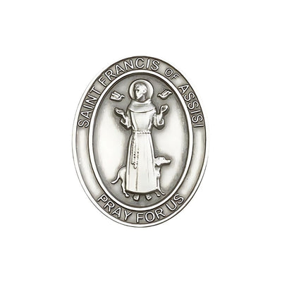 St. Francis of Assisi Auto Visor Clip in Pewter, Made in USA, Bliss Manufacturing