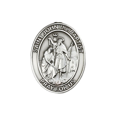 St. John the Baptist Auto Visor Clip in Pewter, Made in USA, Bliss Manufacturing
