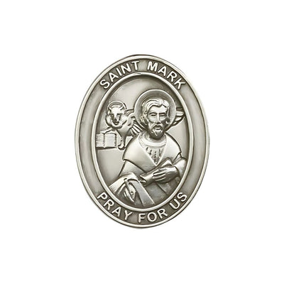 St. Mark the Evangelist Auto Visor Clip in Pewter, Made in USA, Bliss Manufacturing