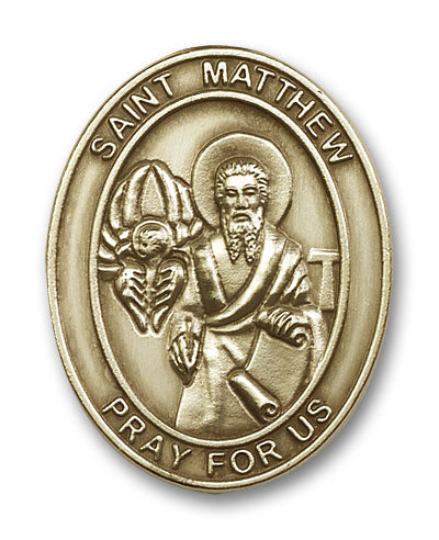 bliss oval st matthew the apostle gold auto visor clip