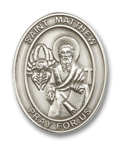 bliss oval st matthew the apostle pewter auto visor clip