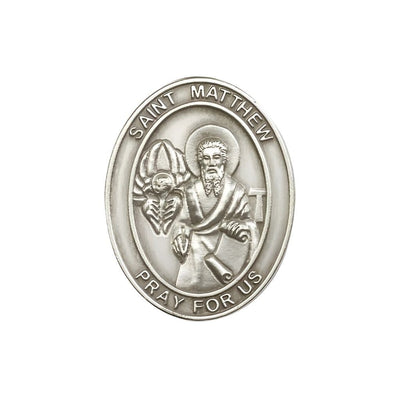 St. Matthew the Apostle Auto Visor Clip in Pewter, Made in USA, Bliss Manufacturing
