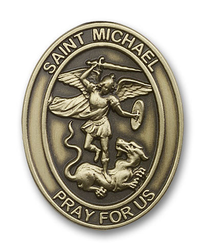 bliss oval st michael the archangel gold auto visor clip