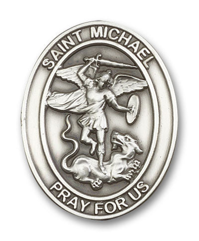 bliss oval st michael the archangel pewter auto visor clip