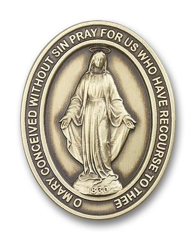 bliss oval miraculous medal gold auto visor clip