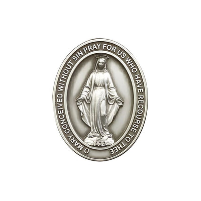 Miraculous Medal Auto Visor Clip in Pewter, Made in USA, Bliss Manufacturing