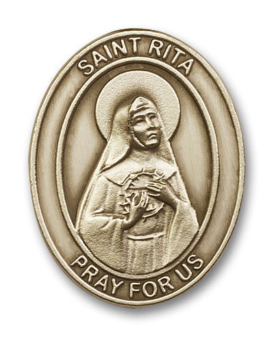 bliss oval st rita of cascia gold auto visor clip