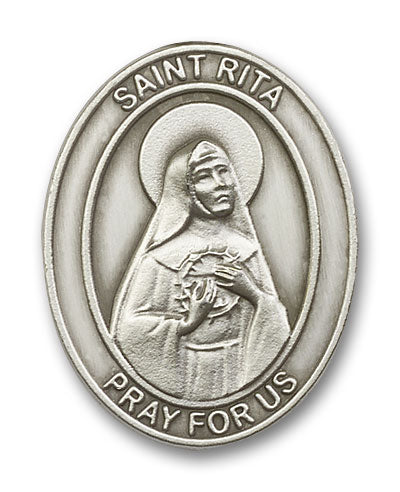 bliss oval st rita of cascia pewter auto visor clip