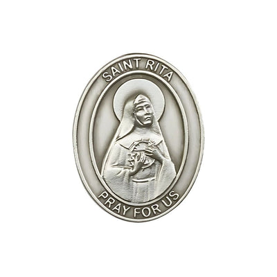 St. Rita of Cascia Auto Visor Clip in Pewter, Made in USA, Bliss Manufacturing