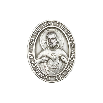 oval jesus scapular pewter auto visor clip, Bliss Manufacturing