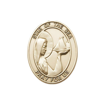 Our Lady Star of the Sea Auto Visor Clip in Gold Tone, Made in USA, Bliss Manufacturing