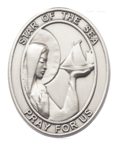 bliss oval our lady star of the sea pewter auto visor clip