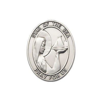 Our Lady Star of the Sea Auto Visor Clip in Pewter, Made in USA, Bliss Manufacturing
