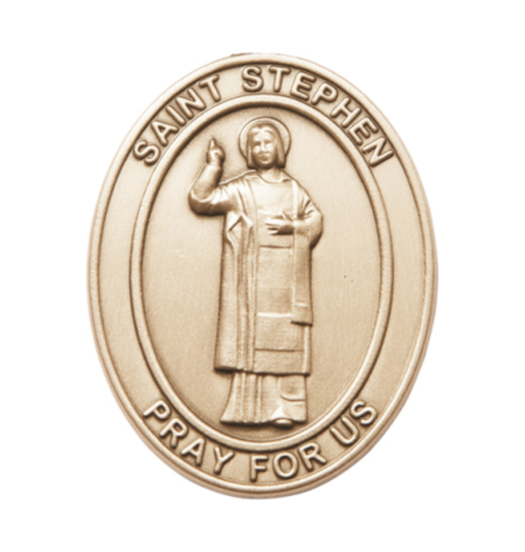 bliss oval st stephen the martyr pewter auto visor clip