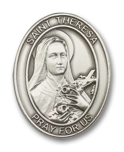 bliss oval st therese lisieux pewter auto visor clip