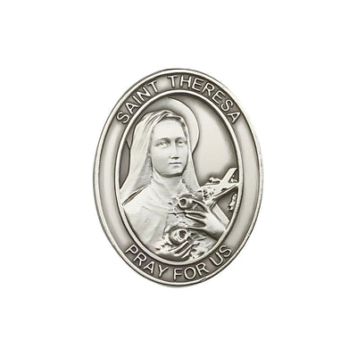 St. Theresa Auto Visor Clip in Pewter, Made in USA, Bliss Manufacturing