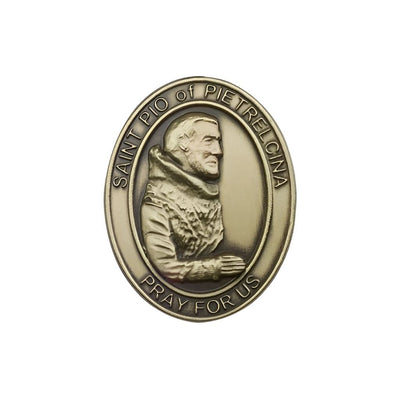 St. Padre Pio Auto Visor Clip in Gold Tone, Made in USA, Bliss Manufacturing