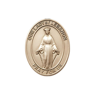 Our Lady of Lebanon Auto Visor Clip in Gold Tone, Made in USA, Bliss Manufacturing