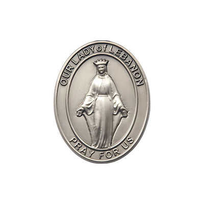 Our Lady of Lebanon Auto Visor Clip in Pewter, Made in USA, Bliss Manufacturing