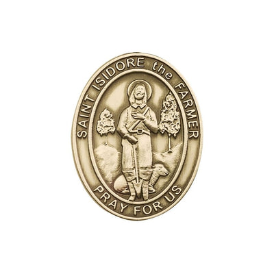 St. Isidore the Farmer Auto Visor Clip in Gold Tone, Made in USA, Bliss Manufacturing