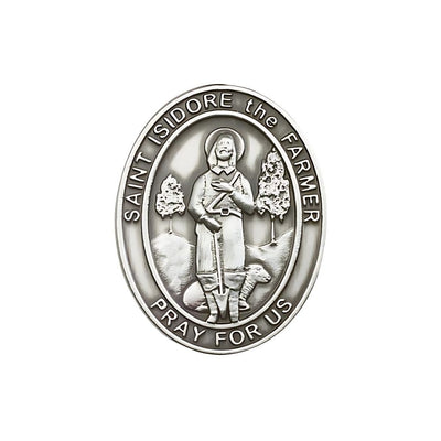 St. Isidore the Farmer Auto Visor Clip in Pewter, Made in USA, Bliss Manufacturing