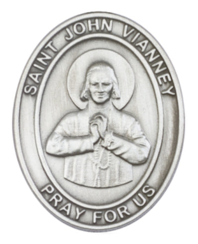 bliss oval st john vianney pewter auto visor clip