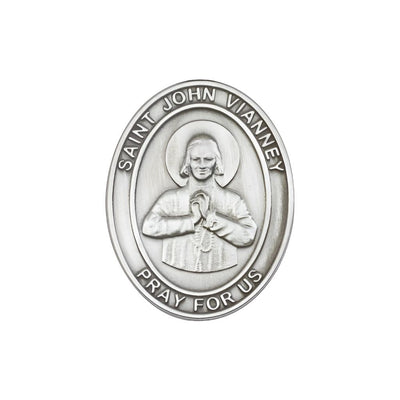St. John Vianney Auto Visor Clip in Pewter, Made in USA, Bliss Manufacturing
