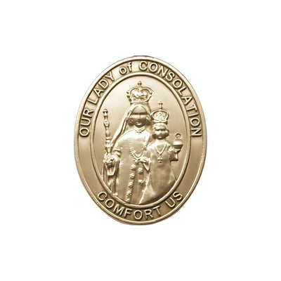 Our Lady of Consolation Visor Clip in Antique Gold Oxide, 1 5/8-in, Bliss Manufacturing