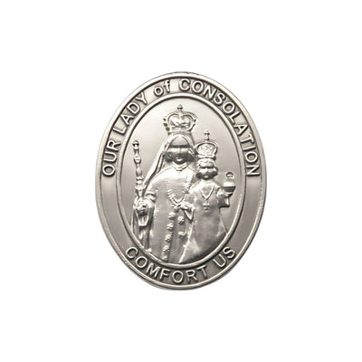 Our Lady of Consolation Visor Clip in Pewter, 1 5/8-in, Bliss Manufacturing