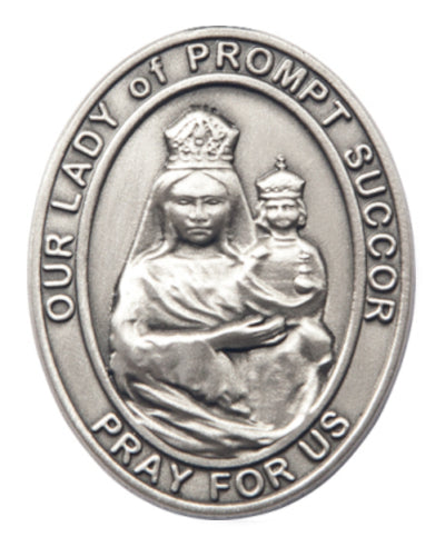 bliss oval our lady of prompt succor pewter auto visor clip