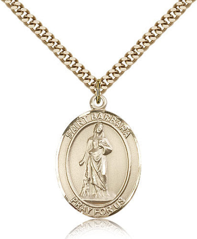 St Barbara Medal Necklace, gold-filled, Bliss Manufacturing
