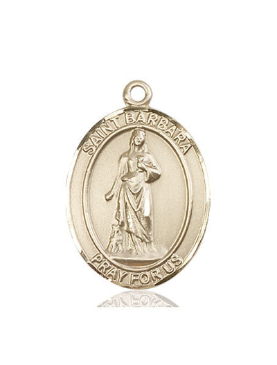 St Barbara Medal Necklace, 14kt gold, Bliss Manufacturing