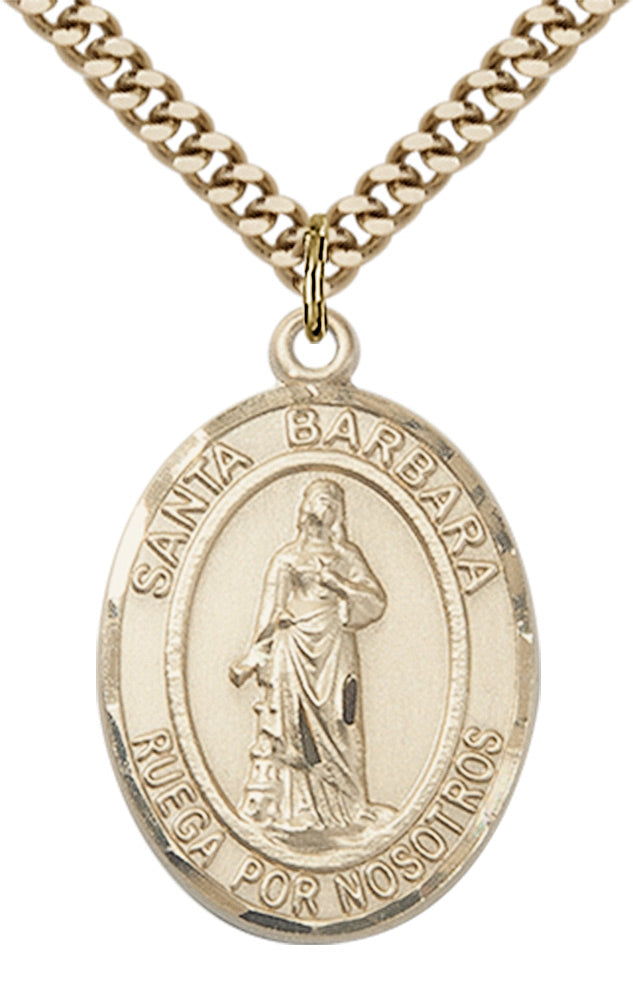 Bliss Spanish Santa Barbara Catholic Patron Saint Medal