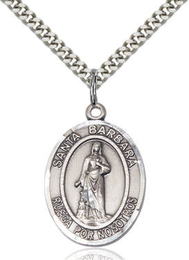 Bliss Spanish Santa Barbara Catholic Patron Saint Medal