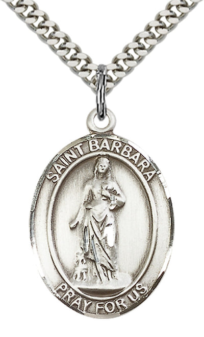 St Barbara Medal Necklace, pewter / sterling silver / gold-filled, Bliss Manufacturing