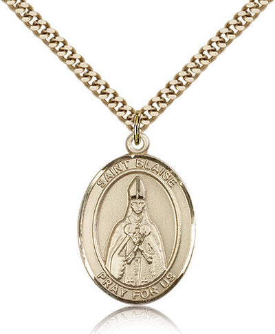 St Blaise Medal Necklace, gold-filled, Bliss Manufacturing