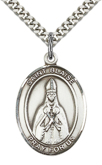 St Blaise Medal Necklace, pewter / sterling silver / gold-filled, Bliss Manufacturing