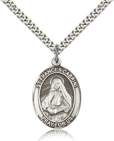 St Frances Cabrini Medal Necklace, pewter / sterling silver / gold-filled, Bliss Manufacturing